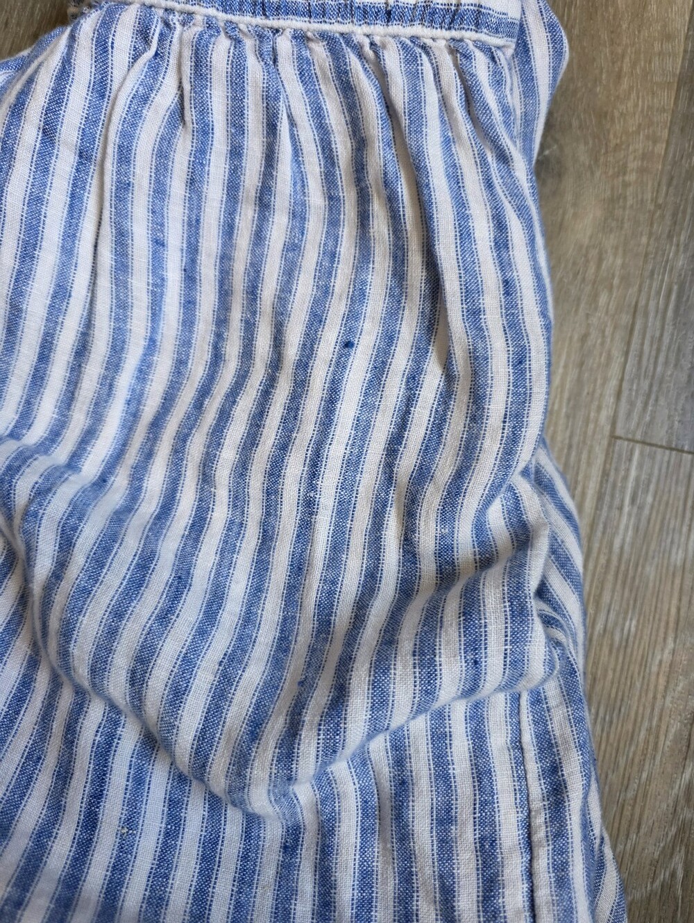 Faherty Striped Button-Front Blue and White Linen Midi Skirt - Picture 2 of 16